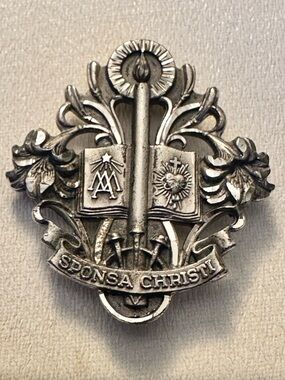 Vintage Sterling Silver Sponsa Christi Religious Medal Badge 11g